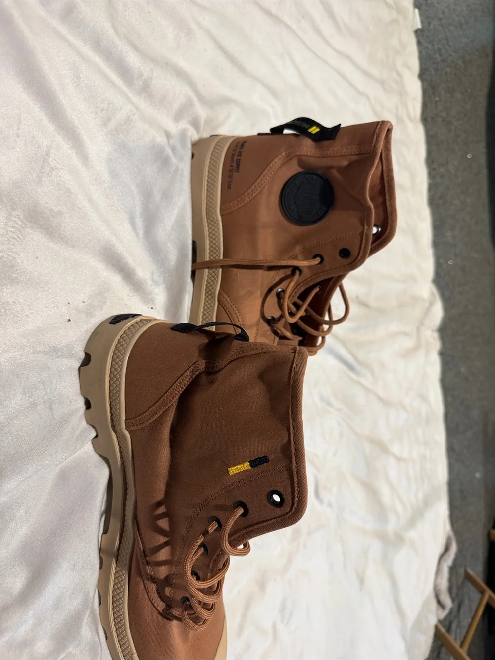 Palladium Men's High-Top Canvas Boots in Brown and Tan